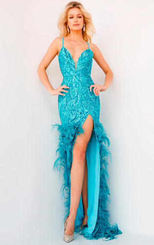 Jovani 08340 Turquoise prom dress images.  Jovani style 08340 is available in these colors: Fuchsia, Orange, Turquoise.