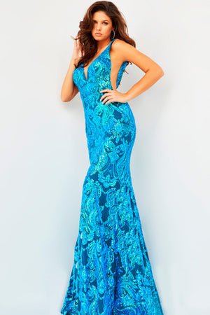 Jovani 08646 Iridescent Royal prom dress images.  Jovani style 08646 is available in these colors: Hot Pink, Iridescent Royal.