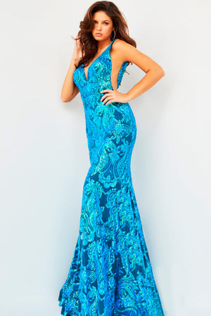 Jovani 08646 Iridescent Royal prom dress images.  Jovani style 08646 is available in these colors: Hot Pink, Iridescent Royal.