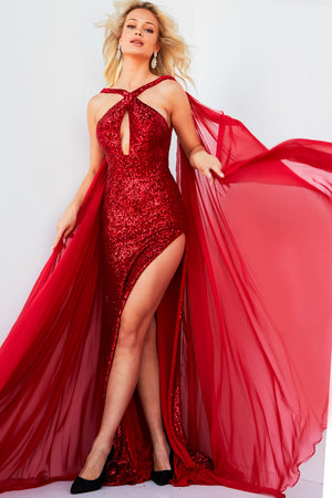 Jovani 09014 Red prom dress images.  Jovani style 09014 is available in these colors: Black, Gold, Nude Silver, Red, Royal.