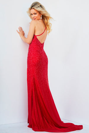 Jovani 09339 Red prom dress images.  Jovani style 09339 is available in these colors: Aqua, Light Blue, Navy, Red.