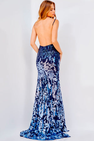 Jovani 09749 Navy Light Blue prom dress images.  Jovani style 09749 is available in these colors: Navy Light Blue, Brown Copper, Red Light Pink.