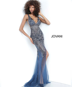 Jovani 1863 prom dress images.  Jovani 1863 is available in these colors: Navy, Silver Nude, White.