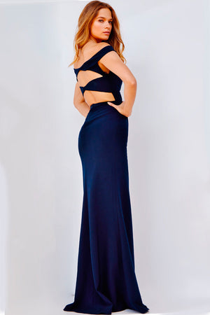 Jovani 22345 Navy prom dress images.  Jovani style 22345 is available in these colors: Navy, Ivory, Red.