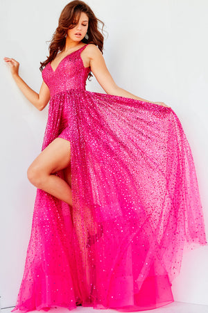 Jovani 22391 Fuchsia prom dress images.  Jovani style 22391 is available in these colors: Fuchsia, Light Blue.