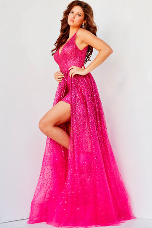 Jovani 22391 Fuchsia prom dress images.  Jovani style 22391 is available in these colors: Fuchsia, Light Blue.