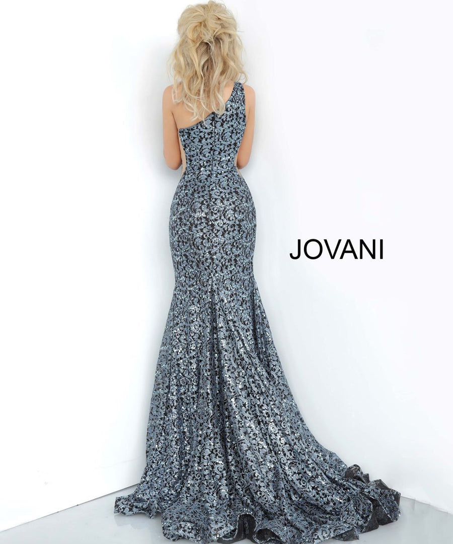 Jovani 3927 prom dress images.  Jovani 3927 is available in these colors: Black, Black Blue, Peacock, Red.