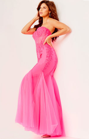 Jovani 5908 Neon Pink prom dress images.  Jovani style 5908 is available in these colors: Black Black, Blush, Burgundy Burgundy, Cappuccino, Champagne Blush, Cloudblue, Dusty Rose, Emerald Emerald, Hot Pink Silver, Lilac Silver, Mauve Mauve, Navy Navy, Neon Pink, Neon Orange, Nude Silver, Red Red, Silver Silver, Smoke Smoke, White Gold Silver, Yellow.