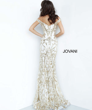 Jovani 63349 prom dress images.  Jovani 63349 is available in these colors: Black Gold, Black Green, Black Red, Black Royal, Black Silver, Navy Navy, White Gold.
