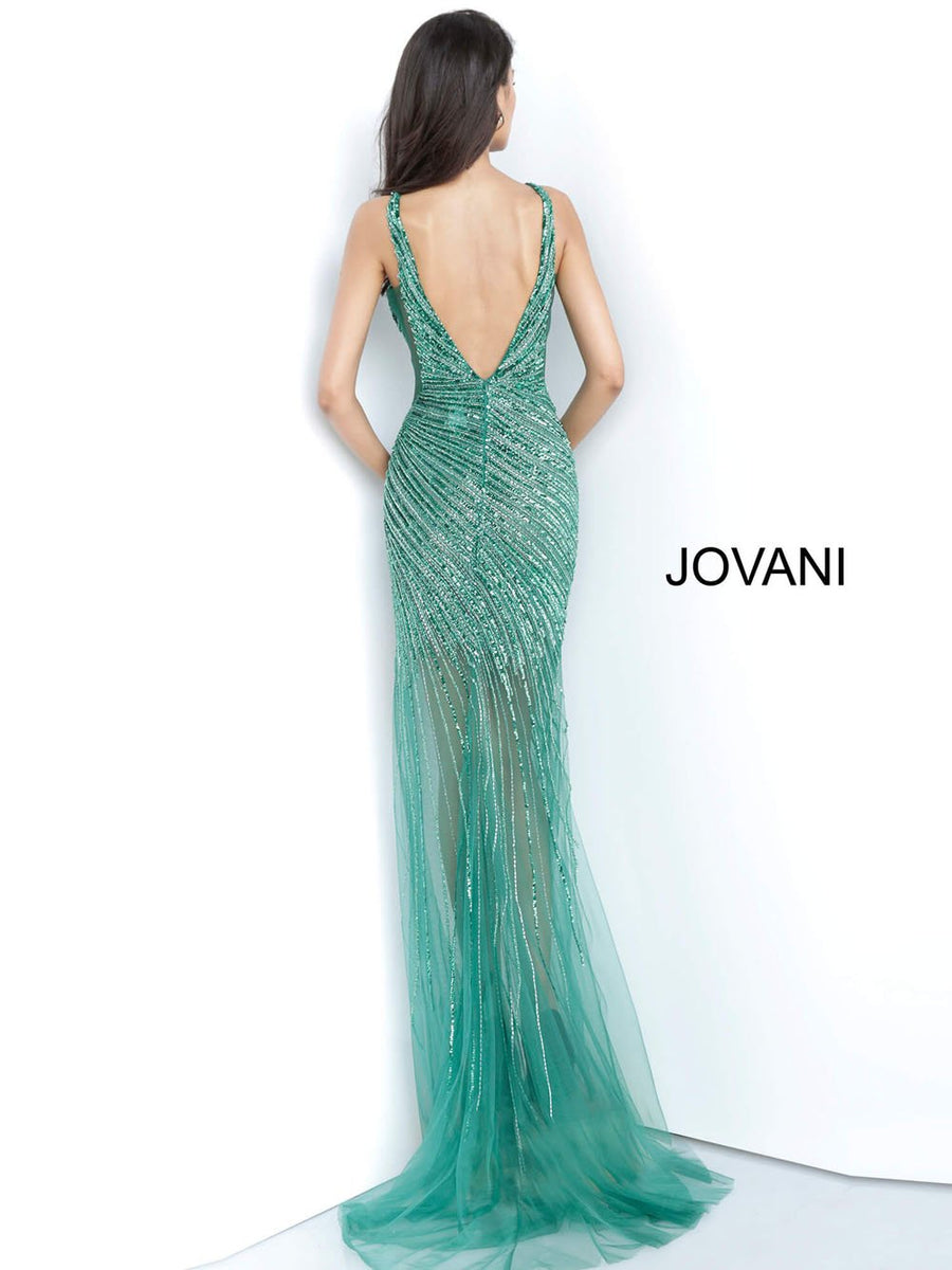 Jovani 63405 prom dress images.  Jovani 63405 is available in these colors: Emerald, Gold Silver, Platinum.