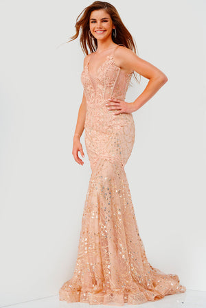 Jovani JVN05788  prom dress images.  Jovani style JVN05788 is available in these colors: Champagne.