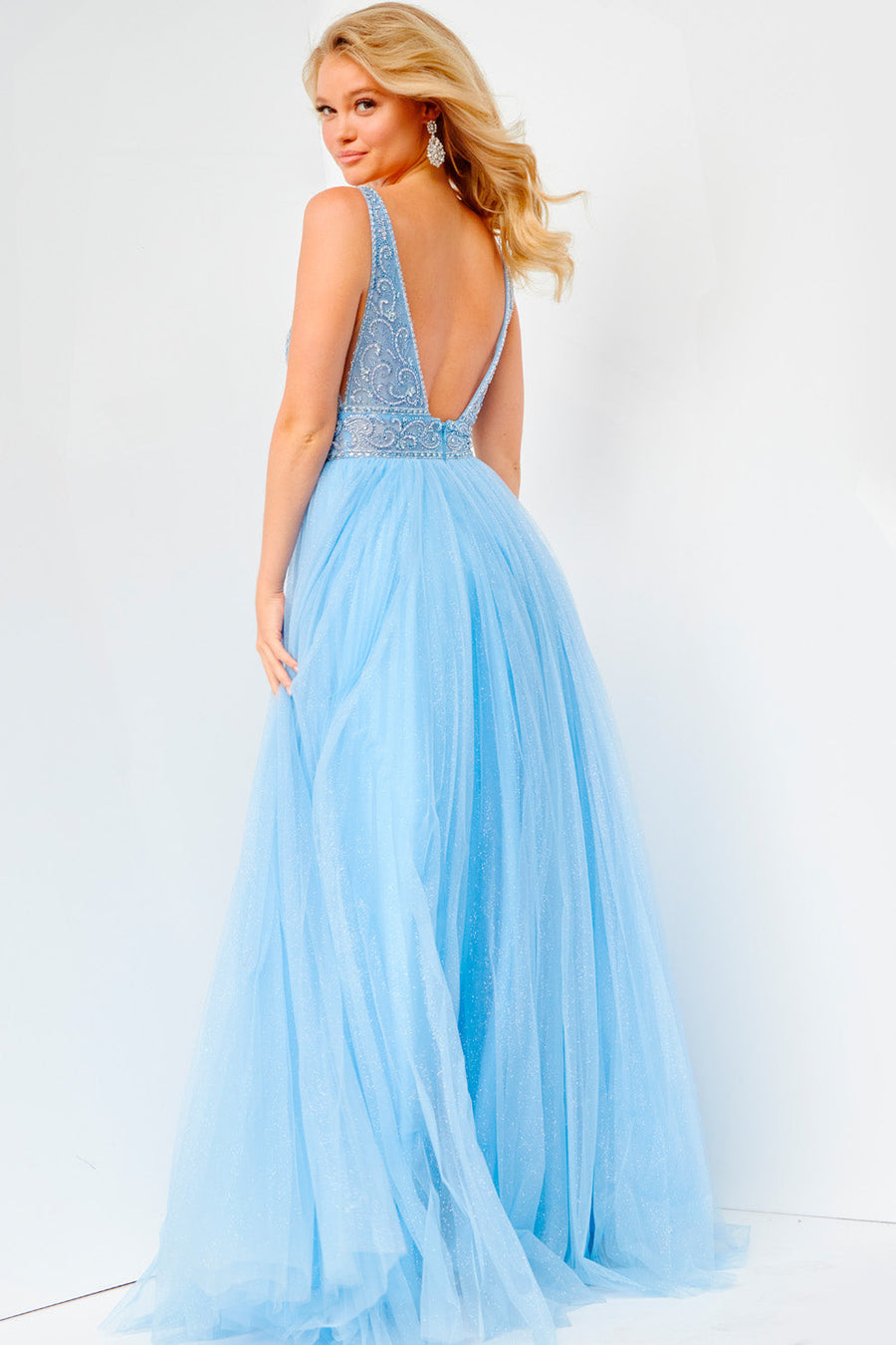 Jovani JVN05818  prom dress images.  Jovani style JVN05818 is available in these colors: Light Blue, Blush, Fuchsia.