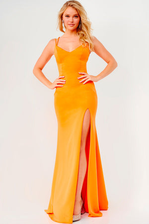 Jovani JVN07402  prom dress images.  Jovani style JVN07402 is available in these colors: Orange, Black, Pink, Royal, Yellow.