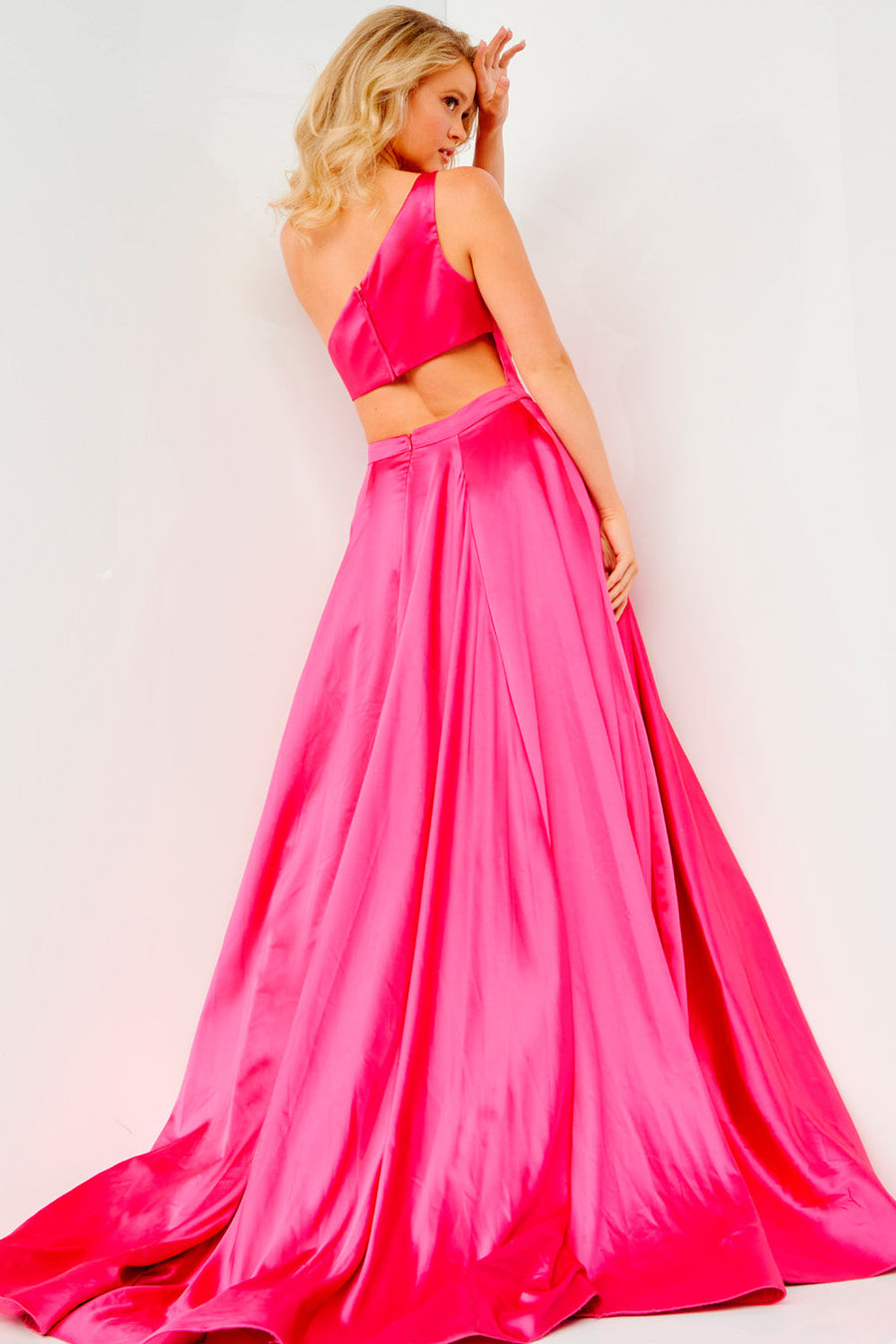 Jovani JVN07410  prom dress images.  Jovani style JVN07410 is available in these colors: Fuchsia, Light Blue, Lime, Royal.