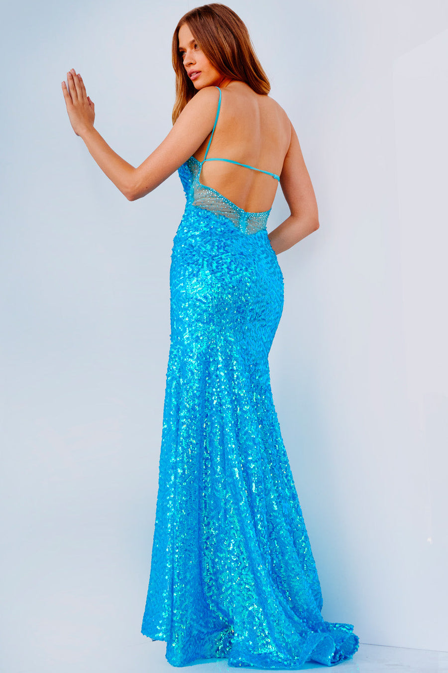 Jovani JVN07594  prom dress images.  Jovani style JVN07594 is available in these colors: Iridescent Blue, Purple Green.