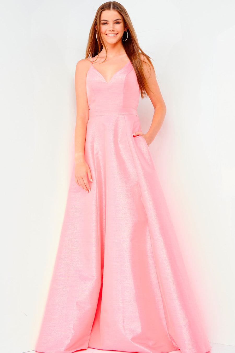 Jovani JVN08156  prom dress images.  Jovani style JVN08156 is available in these colors: Hot Pink, Coral, Green.