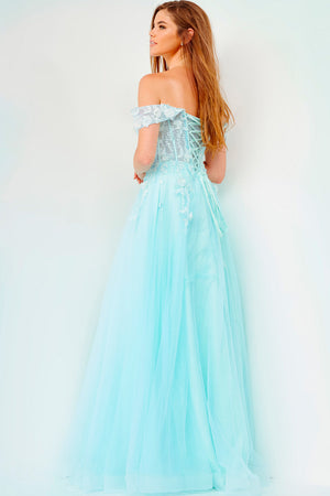 Jovani JVN08295  prom dress images.  Jovani style JVN08295 is available in these colors: Aqua, Light Blue, Lilac.