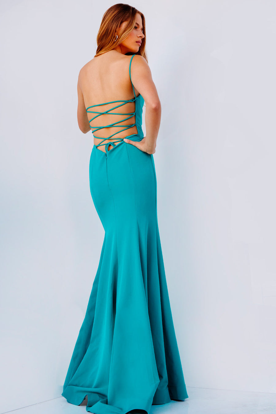Jovani JVN08327  prom dress images.  Jovani style JVN08327 is available in these colors: Jade, Black, Hot Pink, Red.