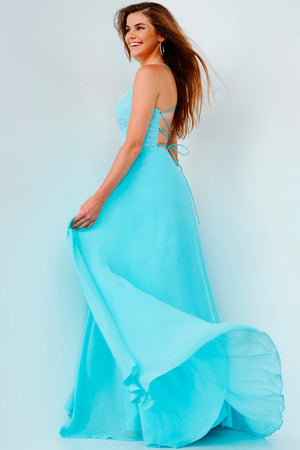 Jovani JVN22288  prom dress images.  Jovani style JVN22288 is available in these colors: Light Blue, Black, Fuchsia, Off White.