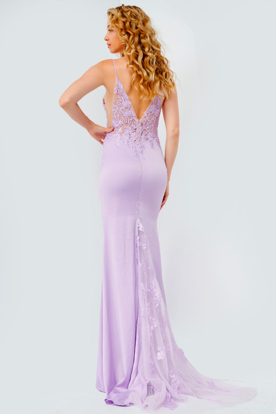 Jovani JVN23124  prom dress images.  Jovani style JVN23124 is available in these colors: Lilac, Black, Blue, Blush.