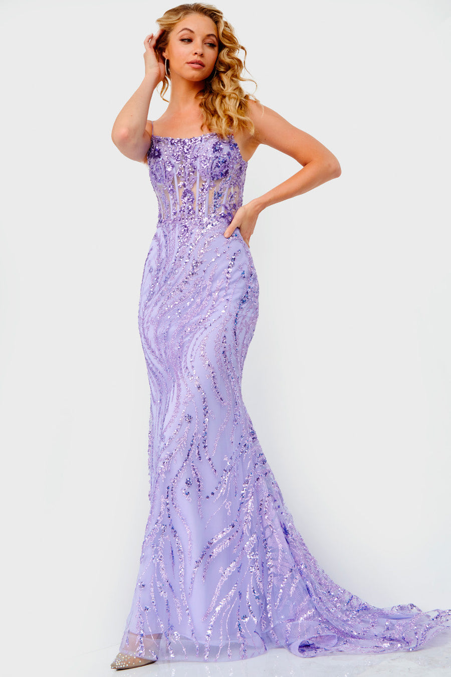 Jovani JVN23250  prom dress images.  Jovani style JVN23250 is available in these colors: Lilac, Light Blue.