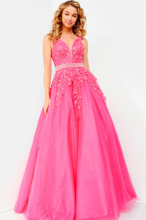 Jovani JVN68258  prom dress images.  Jovani style JVN68258 is available in these colors: Hot Pink, Black, Blue, Blush, Cobalt, Emerald, Light Purple, Navy, Off White Nude, Purple, Red.