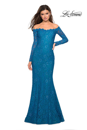 La Femme 26393 prom dress images.  La Femme 26393 is available in these colors: Black, Dark Turquoise, White.