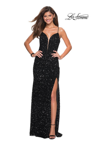 La Femme 26937 prom dress images.  La Femme 26937 is available in these colors: Black, Fuchsia.