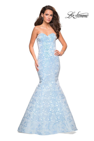 La Femme 26975 prom dress images.  La Femme 26975 is available in these colors: Black Silver, Light Blue, Light Pink, Yellow.
