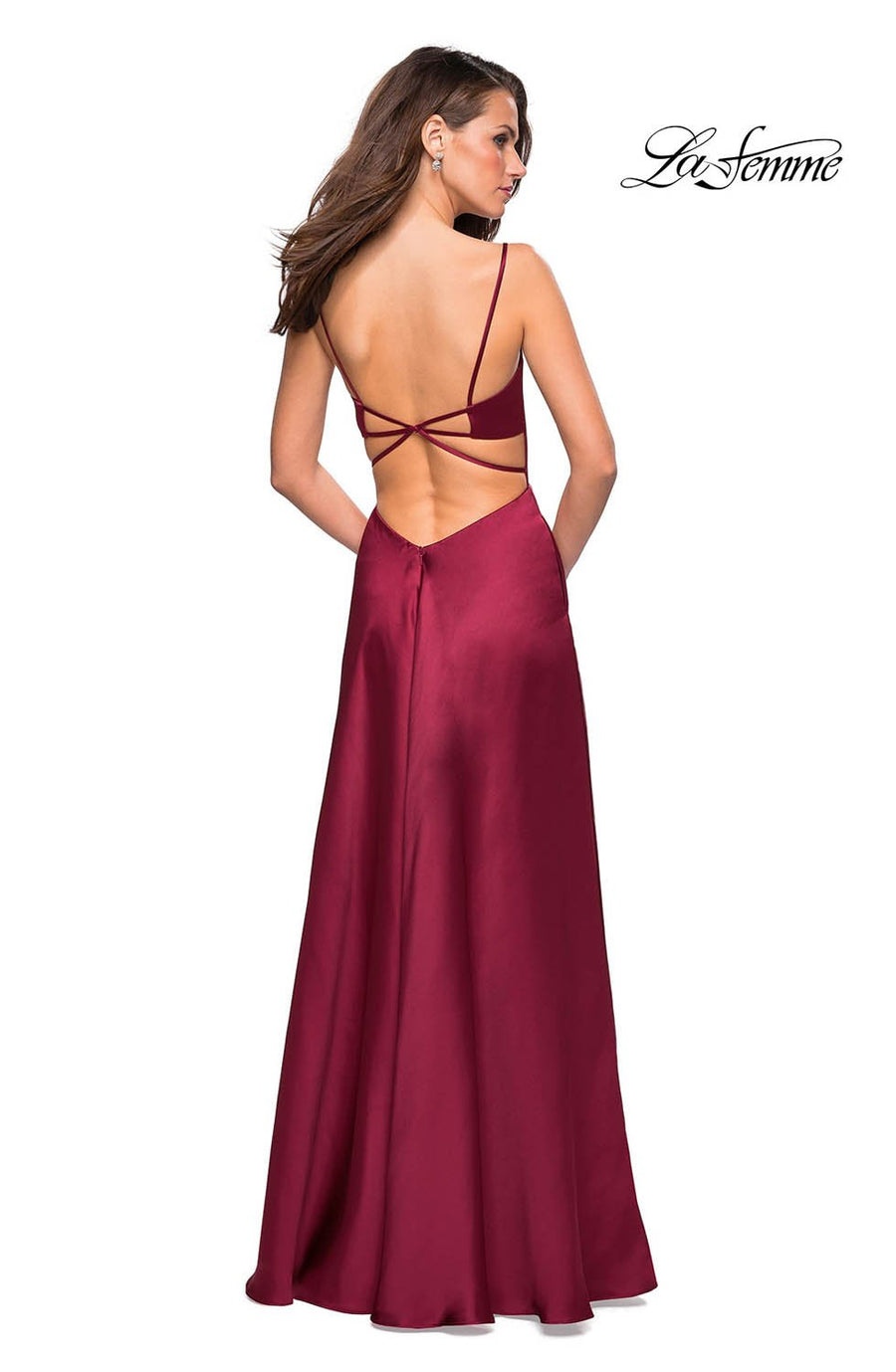 La Femme 26977 prom dress images.  La Femme 26977 is available in these colors: Deep Red, Platinum, White.