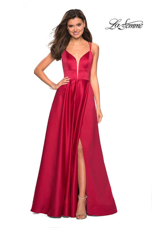 La Femme 26994 prom dress images.  La Femme 26994 is available in these colors: Blush, Dark Berry, Deep Red, Lavender Gray, Navy, Sapphire Blue.