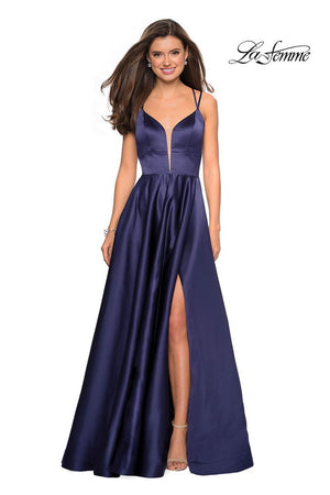La Femme 26994 prom dress images.  La Femme 26994 is available in these colors: Blush, Dark Berry, Deep Red, Lavender Gray, Navy, Sapphire Blue.