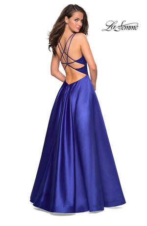 La Femme 26994 prom dress images.  La Femme 26994 is available in these colors: Blush, Dark Berry, Deep Red, Lavender Gray, Navy, Sapphire Blue.