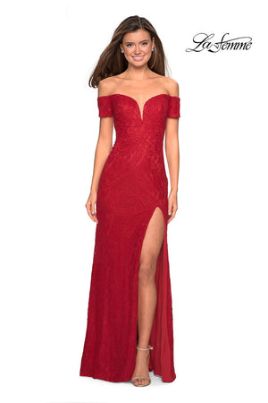 La Femme 26998 prom dress images.  La Femme 26998 is available in these colors: Deep Red, Navy, Periwinkle.