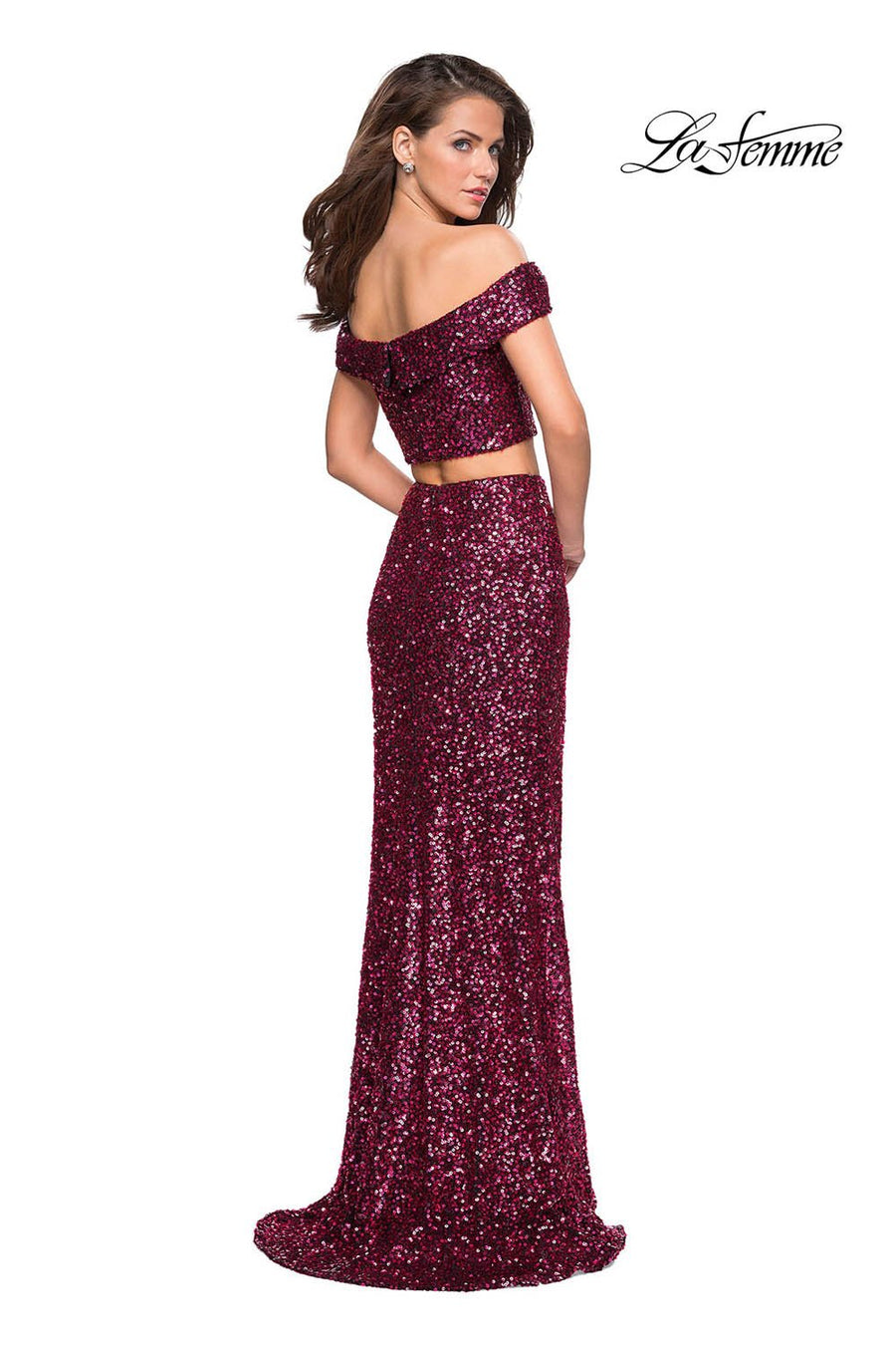 La Femme 27020 prom dress images.  La Femme 27020 is available in these colors: Black, Fuchsia.