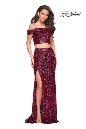 La Femme 27020 prom dress images.  La Femme 27020 is available in these colors: Black, Fuchsia.