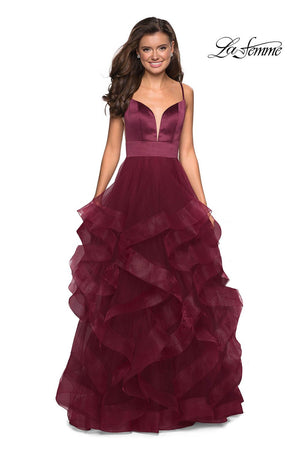 La Femme 27024 prom dress images.  La Femme 27024 is available in these colors: Black, Burgundy, Lavender, Light Pink, White.