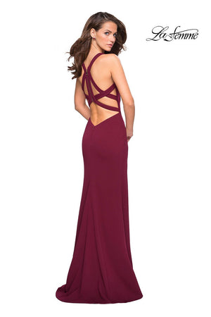 La Femme 27031 prom dress images.  La Femme 27031 is available in these colors: Black, Burgundy, White.