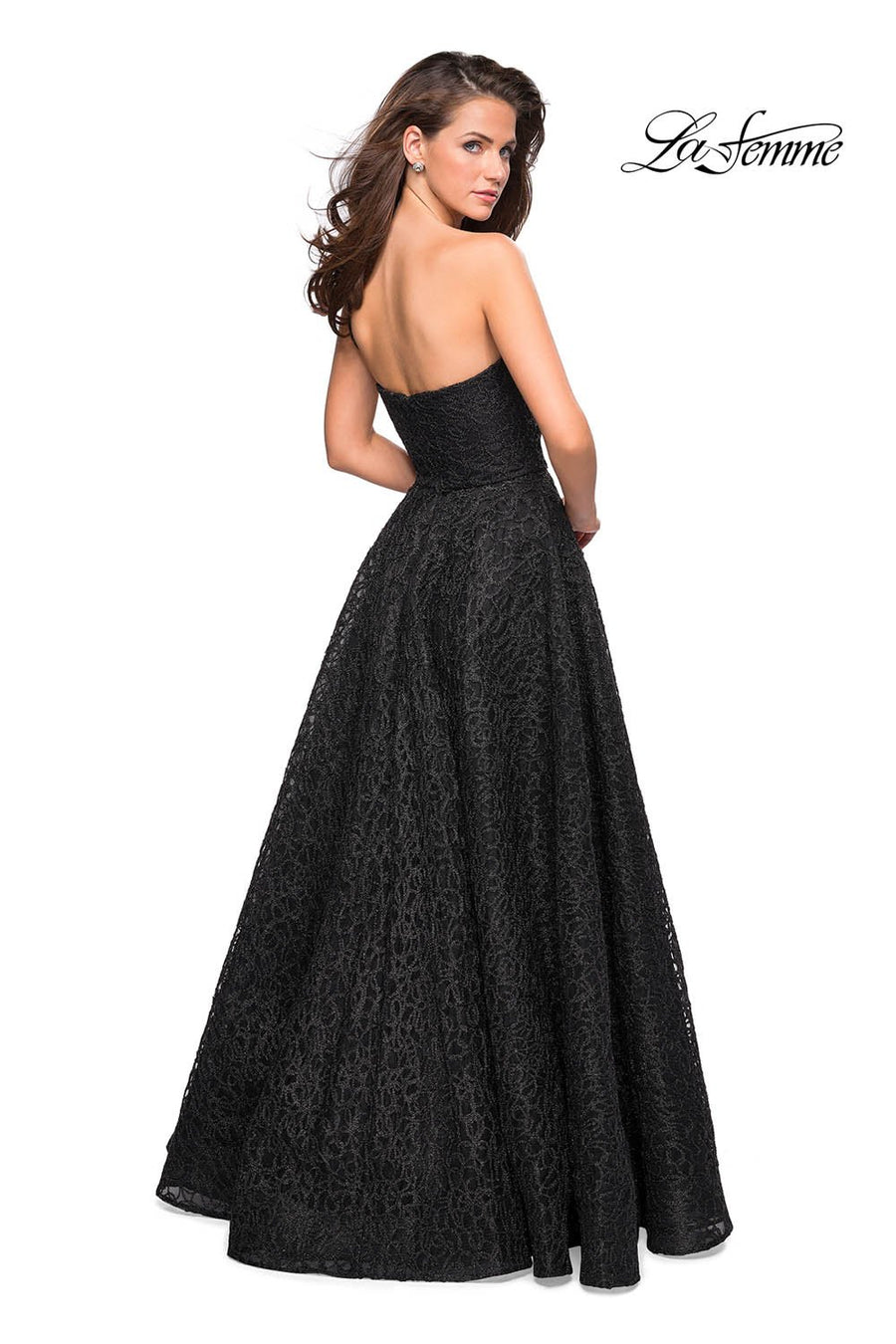 La Femme 27063 prom dress images.  La Femme 27063 is available in these colors: Black, Burgundy, Light Gold, Light Pink.