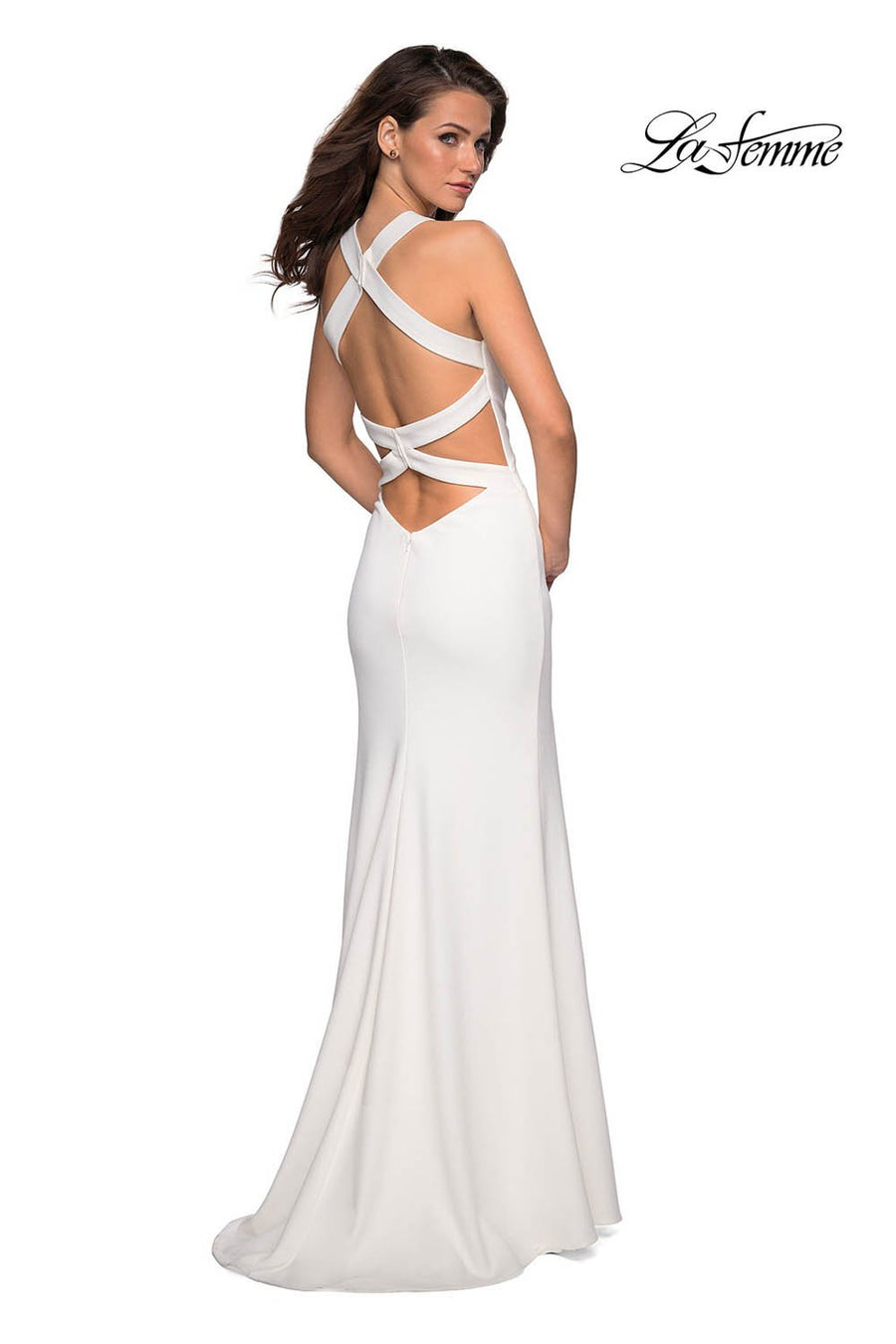 La Femme 27082 prom dress images.  La Femme 27082 is available in these colors: Black, Red, White.