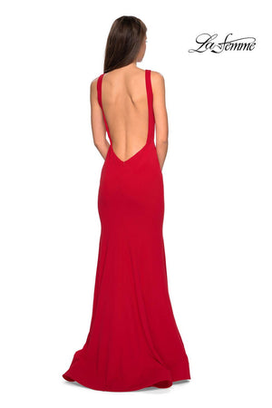 La Femme 27124 prom dress images.  La Femme 27124 is available in these colors: Black, Red, Sapphire Blue, White.