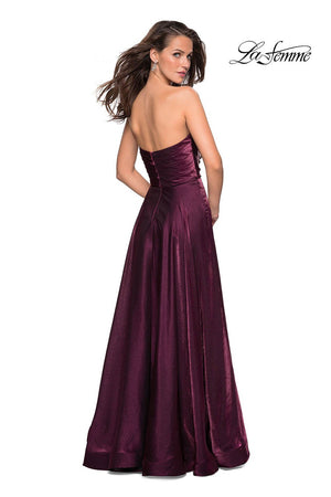 La Femme 27130 prom dress images.  La Femme 27130 is available in these colors: Cloud Blue, Dark Berry, Lavender, Teal.