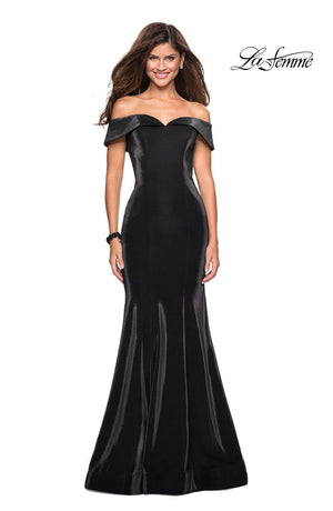 La Femme 27176 prom dress images.  La Femme 27176 is available in these colors: Black, Garnet, Teal.