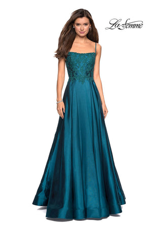 La Femme 27222 prom dress images.  La Femme 27222 is available in these colors: Burgundy, Hot Pink, Royal Blue, Teal.