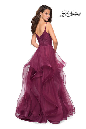 La Femme 27223 prom dress images.  La Femme 27223 is available in these colors: Blush, Dark Berry, Navy.