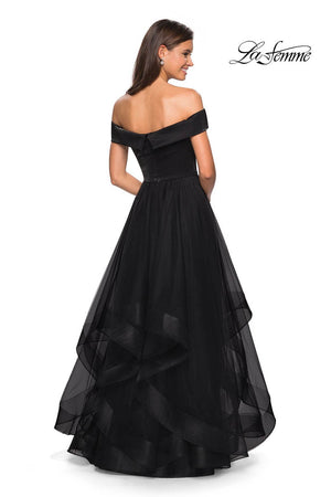 La Femme 27224 prom dress images.  La Femme 27224 is available in these colors: Black, Blush, White.