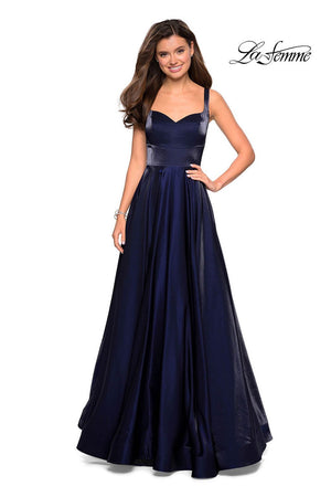 La Femme 27227 prom dress images.  La Femme 27227 is available in these colors: Navy, Purple, Red.
