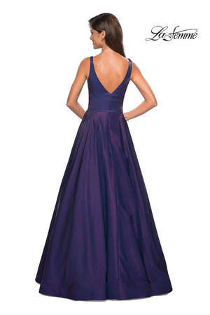 La Femme 27227 prom dress images.  La Femme 27227 is available in these colors: Navy, Purple, Red.