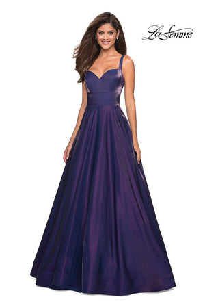 La Femme 27227 prom dress images.  La Femme 27227 is available in these colors: Navy, Purple, Red.