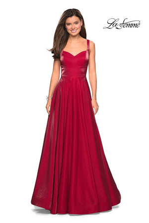 La Femme 27227 prom dress images.  La Femme 27227 is available in these colors: Navy, Purple, Red.